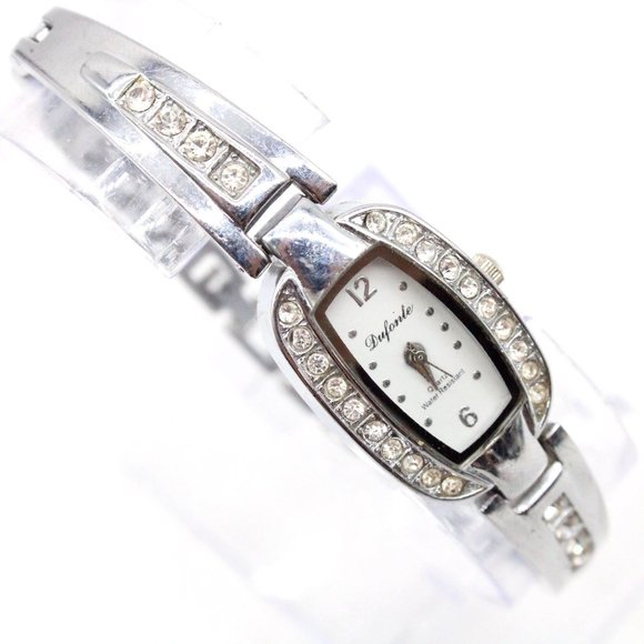 Vintage Dufonte Watch Womens Silver Tone Stainless Steel Bracelet White Dial - Picture 1 of 8